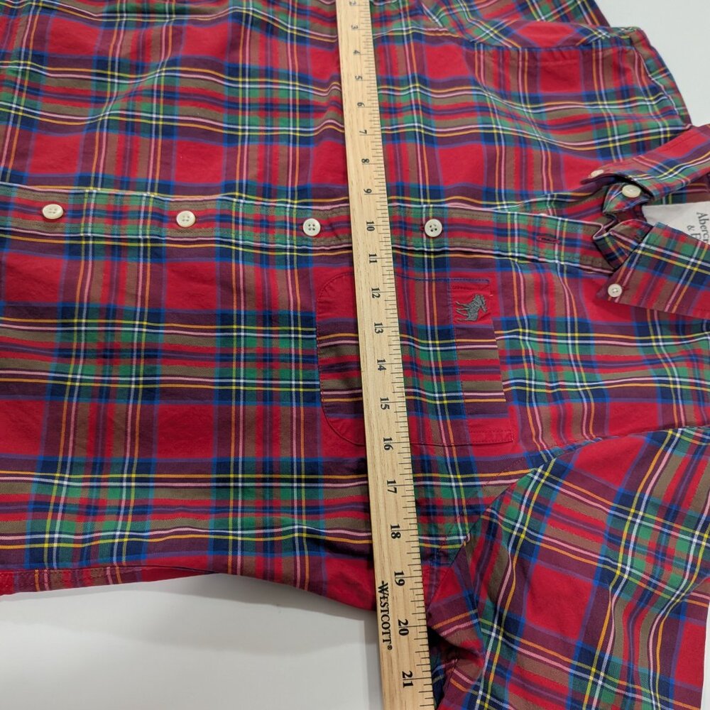 Abercrombie & Fitch Button Down Plaid Shirt Red Green and Blue - Picture 10 of 14